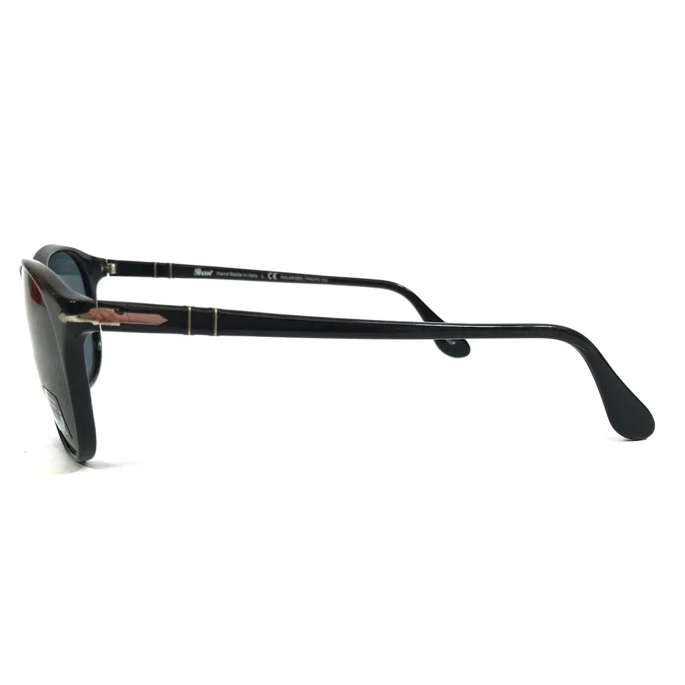 Persol Sunglasses 3042-S 95/4N Black Silver Square Frames Blue Polarized Lenses